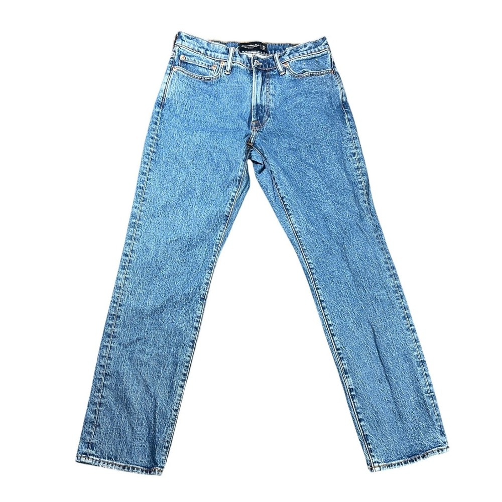 Abercrombie & Fitch Men's 32x30 Vintage Stretch Straight Jeans Medium Wash Blue